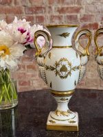 Limoges porcelāna vāžu pāris (2 gab.) — Ampīra stilā ar zelta gulbjiem un bitēm (7096) - Image 3