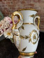 Limoges porcelāna vāžu pāris (2 gab.) — Ampīra stilā ar zelta gulbjiem un bitēm (7096) - Image 7