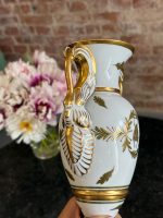 Limoges porcelāna vāžu pāris (2 gab.) — Ampīra stilā ar zelta gulbjiem un bitēm (7096) - Image 6