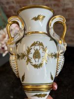 Limoges porcelāna vāžu pāris (2 gab.) — Ampīra stilā ar zelta gulbjiem un bitēm (7096) - Image 12