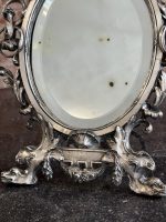 Izsmalcināts galda spogulis ar figūru ar spārniem, spogulim ir faceta, liela izmēra, smags (7154) - Image 4