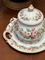 Luxurious Porcelain Sugar Bowl with Lid and Plate, *Sugar Bowl Has a Crack (4467) - Image 2