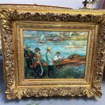 Spectacular 19th-century french impressionist print titled "Oarsmen at Chatou" by Pierre-Auguste Renoir