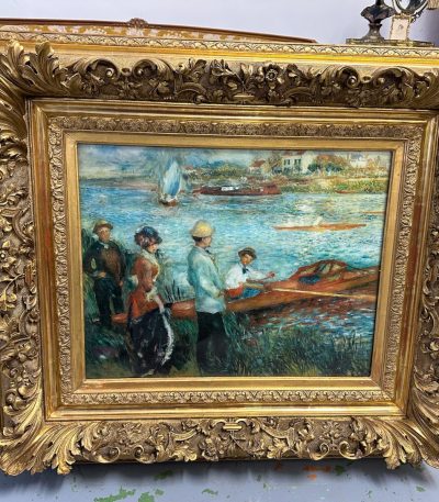 Spectacular 19th-century french impressionist print titled "Oarsmen at Chatou" by Pierre-Auguste Renoir