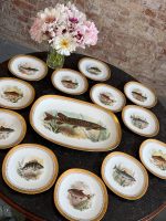 Porcelāna zivju servīze ar zelta apmali — Naturālisma stilā (Limoges Porcelain Fish Service in Naturalism Style) (7060) - Image 2