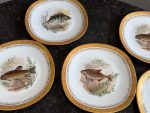 Porcelāna zivju servīze ar zelta apmali — Naturālisma stilā (Limoges Porcelain Fish Service in Naturalism Style) (7060) - Image 7