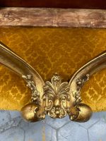 Zeltīta Koka Sienas Konsole ar Mahagonija Virsmu — Louis XV Rococo, Francija/Beļģija, 19.gs. (4856) - Image 9