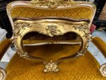 Zeltīta Koka Sienas Konsole ar Mahagonija Virsmu — Louis XV Rococo, Francija/Beļģija, 19.gs. (4856) - Image 4