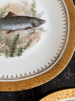 Porcelāna zivju servīze ar zelta apmali — Naturālisma stilā (Limoges Porcelain Fish Service in Naturalism Style) (7060) - Image 11
