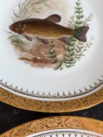Porcelāna zivju servīze ar zelta apmali — Naturālisma stilā (Limoges Porcelain Fish Service in Naturalism Style) (7060) - Image 12