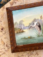 Koka Paplāte ar Flīzi ar Stārķu Motīvu un Parakstu, Maza Izmēra (4165) - Image 7