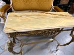 Antīka bronzas konsole ar oniksa virsmu un kariatīdu kājām — Luija XV rokoko stilā (Antique Bronze Console Table in Louis XV Rococo Style) (4864) - Image 17