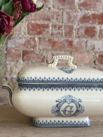 Antīka franču fajansa zupas terīne ar monogrammu — Terre de Fer, Vermont (antique terre de fer tureen vermont) (5689) - Image 4