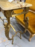 Antīka bronzas konsole ar oniksa virsmu un kariatīdu kājām — Luija XV rokoko stilā (Antique Bronze Console Table in Louis XV Rococo Style) (4864) - Image 12