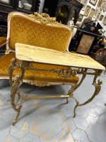 Antīka bronzas konsole ar oniksa virsmu un kariatīdu kājām — Luija XV rokoko stilā (Antique Bronze Console Table in Louis XV Rococo Style) (4864) - Image 3