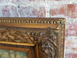 Antique Still Life and Pastoral Painting with Sheep Herd in a Gold Frame (large framed pastoral sheep herd oil painting) - Image 5