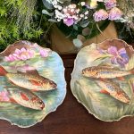 Porcelāna Šķīvji, Francija "Limoge", Zivs Motīvs (3600)
