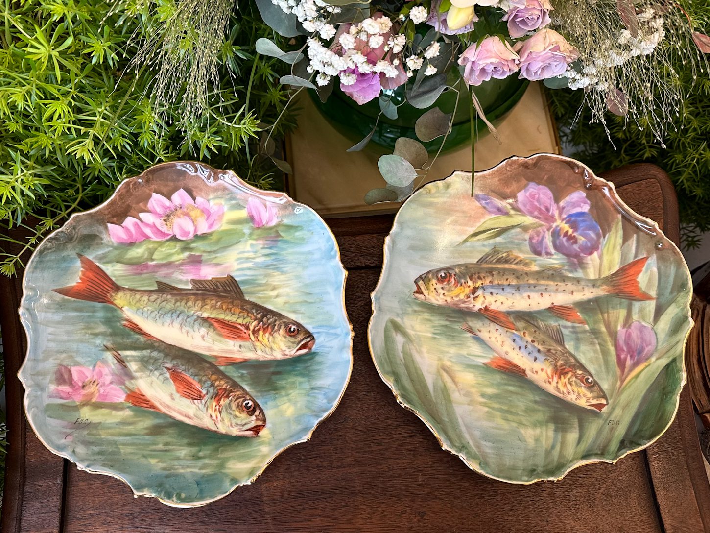 Porcelāna Šķīvji, Francija "Limoge", Zivs Motīvs (3600) - Image 1