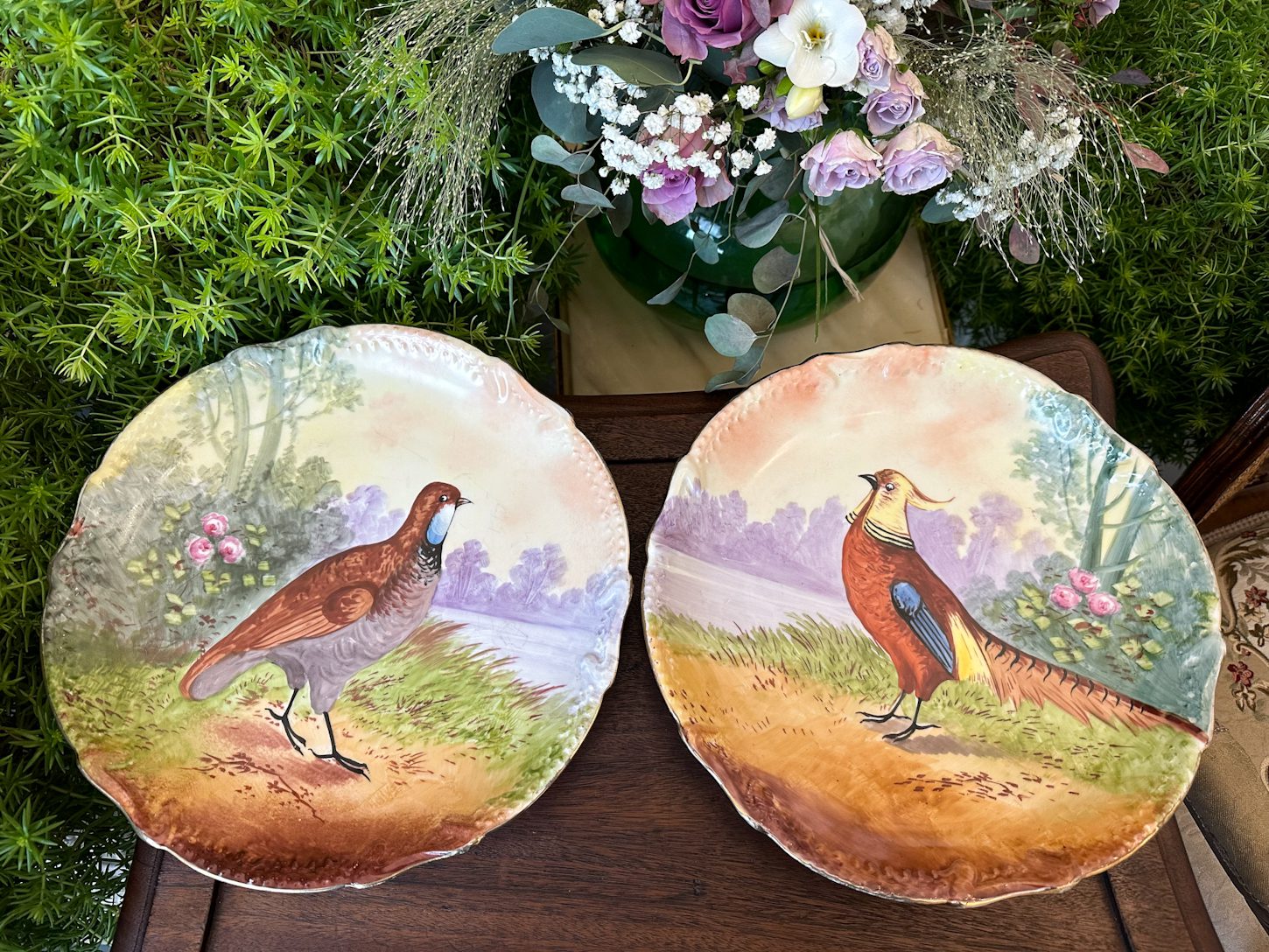 Porcelāna Šķīvji, Francija "Limoge", Putnu Motīvi (3599) - Image 1