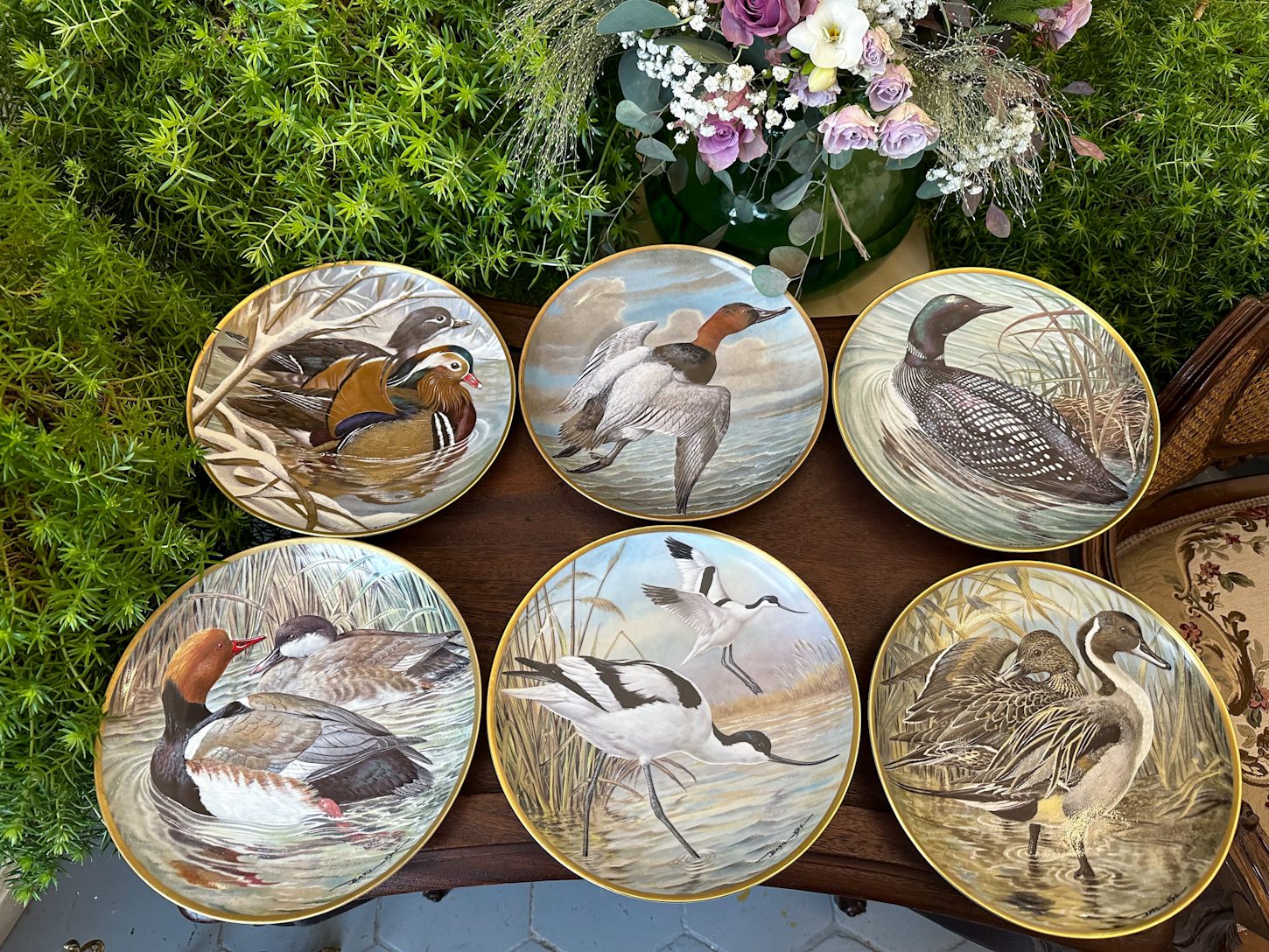 Porcelāna Šķīvji ar Putnu Motīviem, 6 gabali (3581) - Image 1