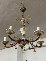 Griestu lampa ar ziedu elementiem, vidēja izmēra, viegla pēc svara, 5spuldzes (6339)