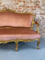 Liels dīvāns ar zelta krāsas detaļām BOIS DORÉ NAPOLEON III LOUIS XV BANQUETTE (645) - Image 2