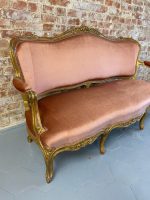 Liels dīvāns ar zelta krāsas detaļām BOIS DORÉ NAPOLEON III LOUIS XV BANQUETTE (645) - Image 8