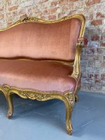 Liels dīvāns ar zelta krāsas detaļām BOIS DORÉ NAPOLEON III LOUIS XV BANQUETTE (645) - Image 5