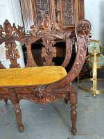 Sofa ar kokgriezuma eņģeļu galvām, Dzeltens Samta Audums — Neorenesanse, riekstkoks, ~1870–1890 (4278) - Image 6