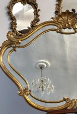 Liela Izmēra Spogulis Zelta Krāsā ar Koka Aizmuguri, Ļoti Smags (5184) - Image 5