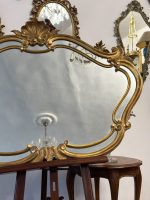 Liela Izmēra Spogulis Zelta Krāsā ar Koka Aizmuguri, Ļoti Smags (5184) - Image 8