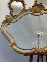 Liela Izmēra Spogulis Zelta Krāsā ar Koka Aizmuguri, Ļoti Smags (5184) - Image 3