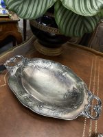 antique silver-plated footed bowl tray