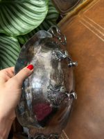 Antīks apsudrabots galda trauks uz kājiņām ar rokturiem — Jūgendstilā (antique silver-plated footed bowl tray) (4479) - Image 15