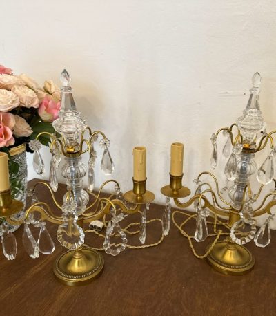 Bordlamper med krystaller, 2 stk., mellem størrelse (4543)
