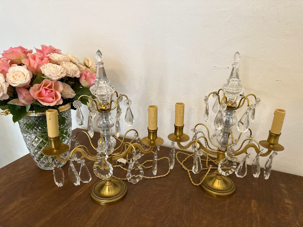 Bordlamper med krystaller, 2 stk., mellem størrelse (4543)