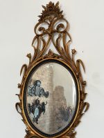 Liela Izmēra Zelta Krāsas, Koka Spogulis ar Ļoti Greznu Rāmi, Vidēja Smaguma (4641) - Image 3
