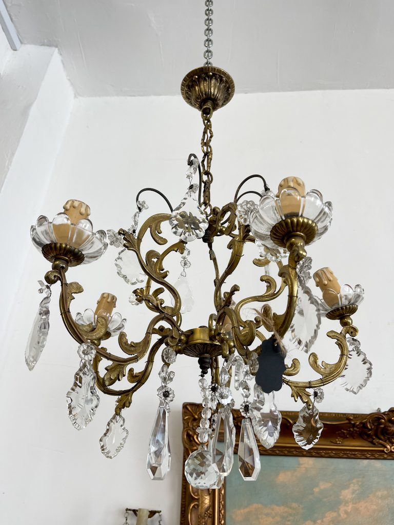 Bronzas Lampa ar Kristāliem, Vidēja Izmēra, 5 Spuldzes (3433) - Image 1