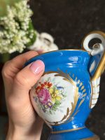 Lyxig porslinskopp med fat och blomstermotiv – Andra kejsardömet-stil, koppen har en hårfin spricka (6812) - Bild 6