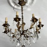 Bronzas Lampa ar Kristāliem, Liela Izmēra, 8 Spuldzes, Smaga (3434)