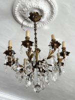 Bronzas Lampa ar Kristāliem, Liela Izmēra, 8 Spuldzes, Smaga (3434)