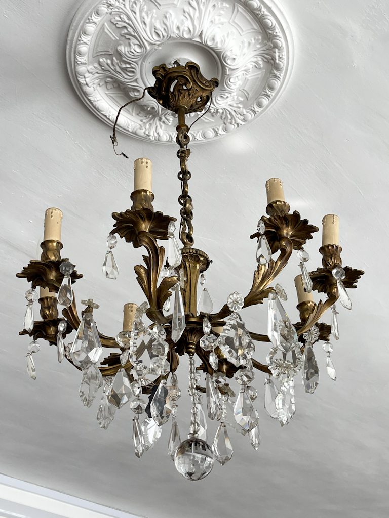 Bronzas Lampa ar Kristāliem, Liela Izmēra, 8 Spuldzes, Smaga (3434) - Image 1