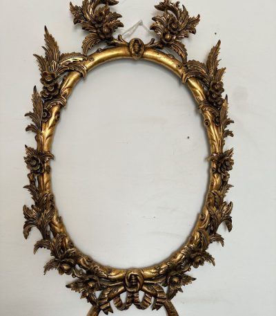 Antique french large oval gilt wood frame Napoleon III style 19th century