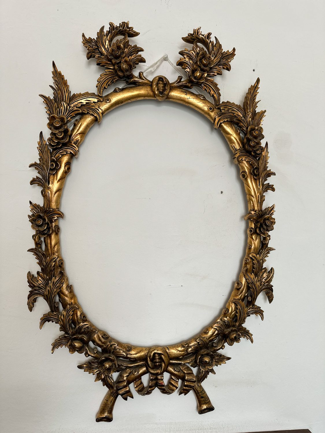 IMG_4347 Antique french large oval gilt wood frame Napoleon III style 19th century