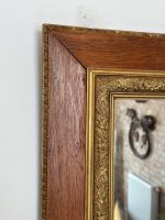 Ozolkoka sienas spogulis ar zeltītu dekoratīvo rāmi — Bīdermeijera stilā (Antique Oak Wall Mirror with Gilt Border in Biedermeier Style) (4637) - Image 12