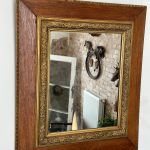 antique oak wall mirror with gilt gesso border