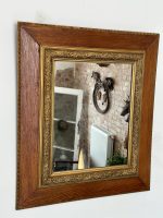 antique oak wall mirror with gilt gesso border