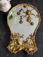 Luxurious antique bronze mirror with peacock and swan figures — Late 19th Century (6814) - Image 2