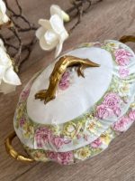 Antīka porcelāna lādīte ar ziedu motīviem un zeltījumu — Viktorijas laikmeta stils (Antique Porcelain Floral Trinket Box) (5610) - Image 5