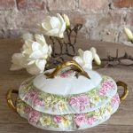 antique porcelain floral trinket box